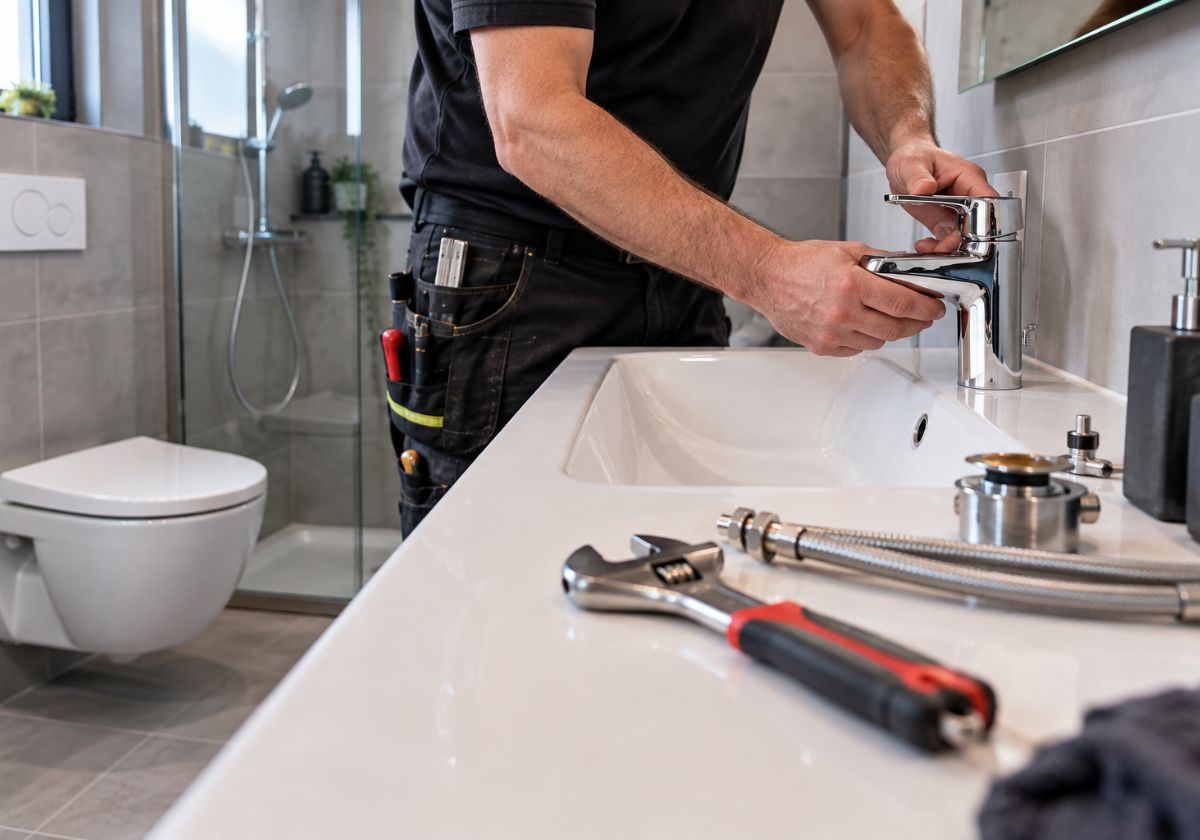 Moderne Armaturen und Sanitärobjekte im Badezimmer
