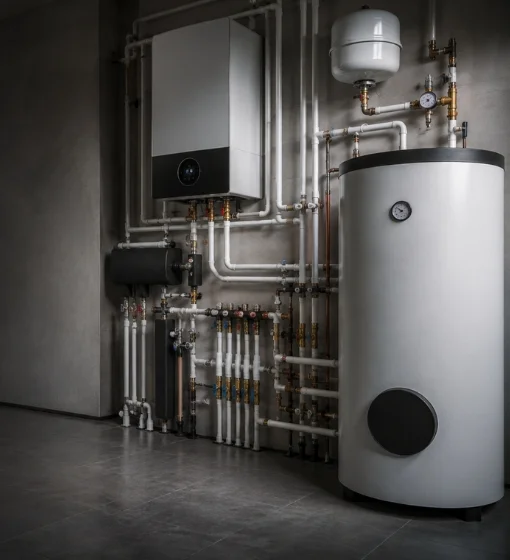 Modernisierte Heizungsanlage in einem Heizraum